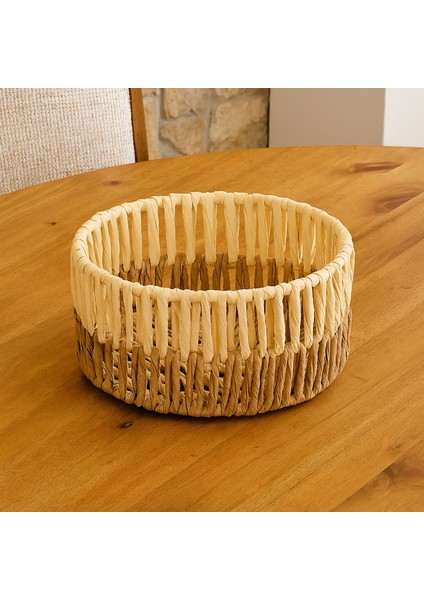 Living Palm Breeze Dekoratif Sepet - Bej / Beyaz - 20X10 cm