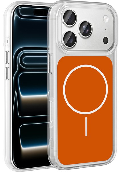 iPhone 17 Pro Kılıf M-Safe Şarj Özellikli Metal Buton Tasarımlı Mkst Ikonik Sert Silikon Kapak - Tur