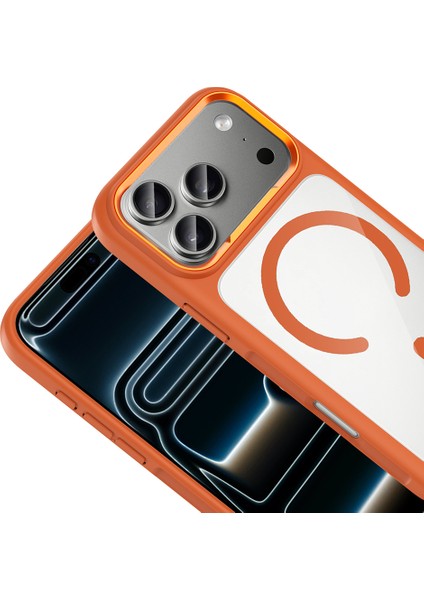 iPhone 17 Pro Max Kılıf M-Safe Şarj Özellikli Metal Kamera Çerçeveli Mkst Tiko Kapak - Gri