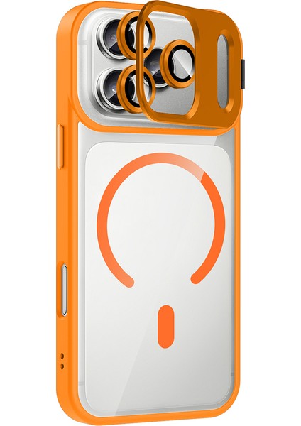 iPhone 17 Pro Max Kılıf Standlı ve Kamera Lens Hediyeli M-Safe Şarj Özellikli Mkst Etro Kapak - Pemb modelleri