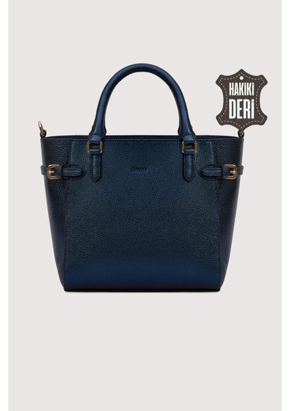 Hakiki Deri Kadın El Çantası Lacivert SMR7922