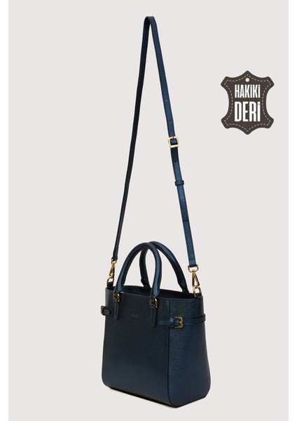 Hakiki Deri Kadın El Çantası Lacivert SMR7922 fırsatları