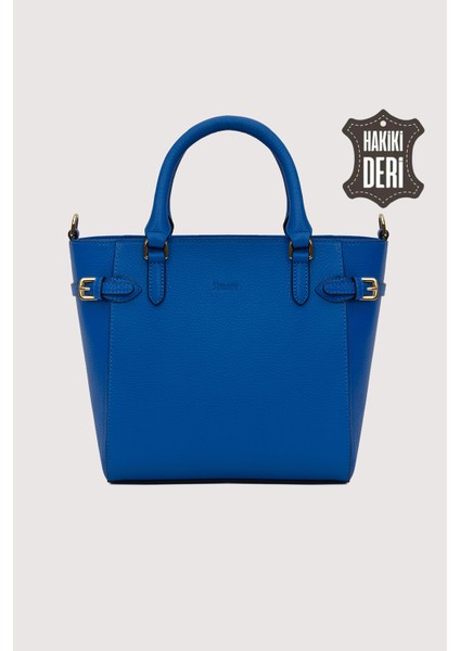 Hakiki Deri Kadın El Çantası Mavi SMR7922
