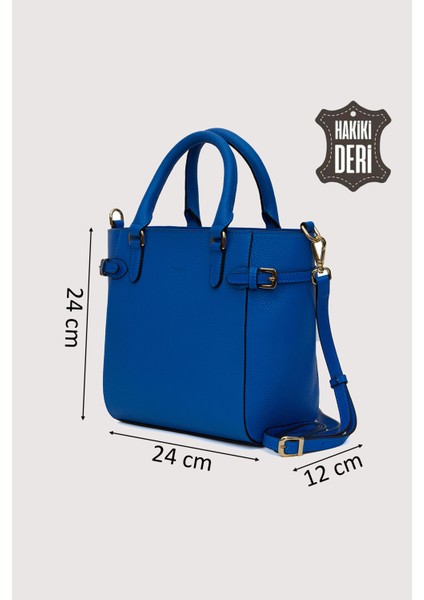 Hakiki Deri Kadın El Çantası Mavi SMR7922 fiyatları