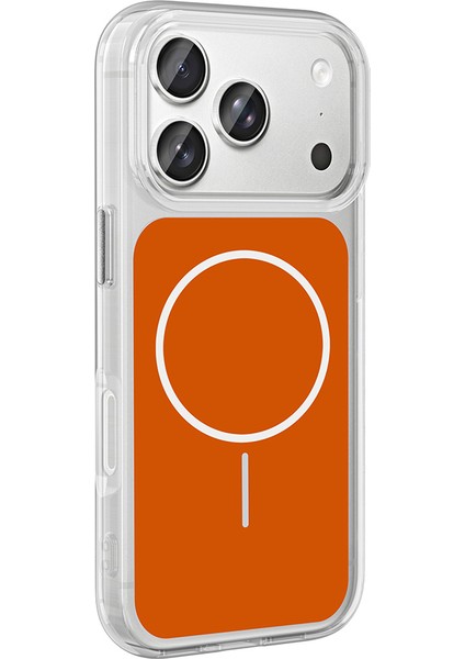 iPhone 17 Pro Kılıf M-Safe Şarj Özellikli Metal Buton Tasarımlı Mkst Ikonik Sert Silikon Kapak - Gri modelleri