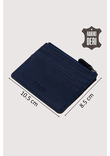 Fermuarlı Hakiki Deri Kartlıklı Cüzdan Lacivert SMR9047 fiyatları