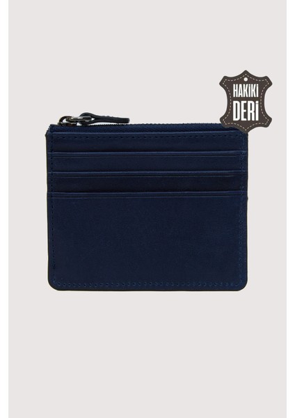 Fermuarlı Hakiki Deri Kartlıklı Cüzdan Lacivert SMR9047 fırsatları