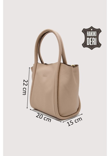 Hakiki Deri Kadın Organizerlı El Çantası Vizon SMR9206 fiyatları