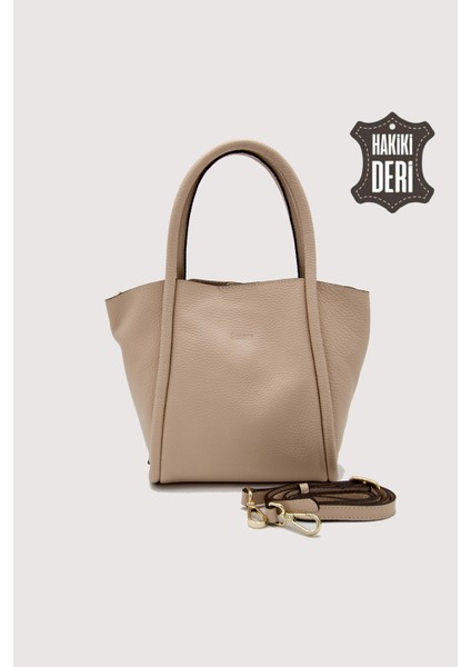 Hakiki Deri Kadın Organizerlı El Çantası Vizon SMR9206 fırsatları