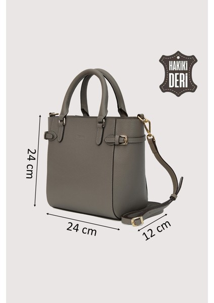 Hakiki Deri Kadın El Çantası Vizon SMR7922 fiyatları