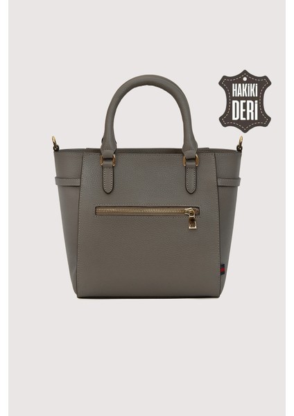 Hakiki Deri Kadın El Çantası Vizon SMR7922 modelleri