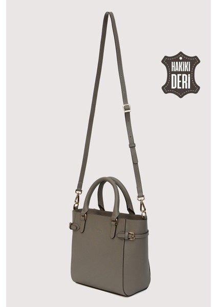 Hakiki Deri Kadın El Çantası Vizon SMR7922 fırsatları