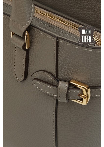 Hakiki Deri Kadın El Çantası Vizon SMR7922