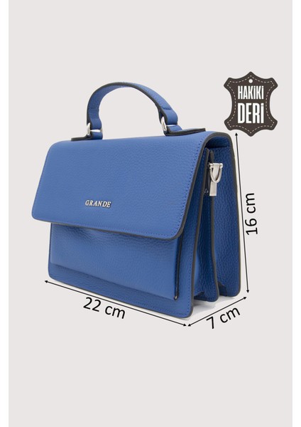 Hakiki Deri Kadın El Çantası Mavi SMR9022 fiyatları