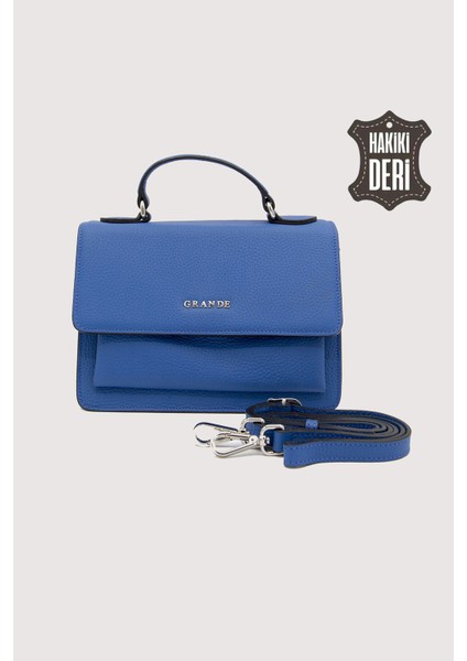 Hakiki Deri Kadın El Çantası Mavi SMR9022 fırsatları
