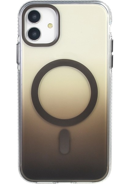 iPhone 11 Kılıf M-Safe Şarj Özellikli Transparan Renk Geçişli Mkst Toros Kapak - Turuncu