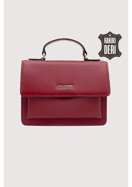 Hakiki Deri Kadın El Çantası Kırmızı SMR9022