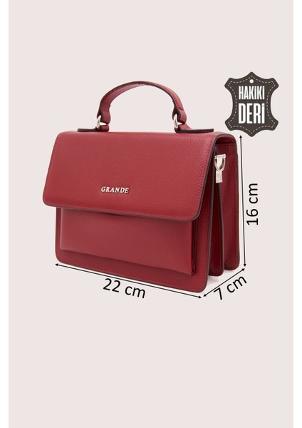 Hakiki Deri Kadın El Çantası Kırmızı SMR9022 fiyatları