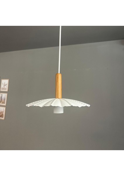 Moriva Beyaz Metal Avize Ahşap Başlık Tekli Rustik Cafe Modern Sarkıt Aydınlatma modelleri