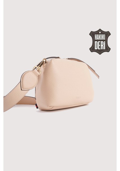 Hakiki Deri Kadın El Çantası Krem SMR9220 indirimleri