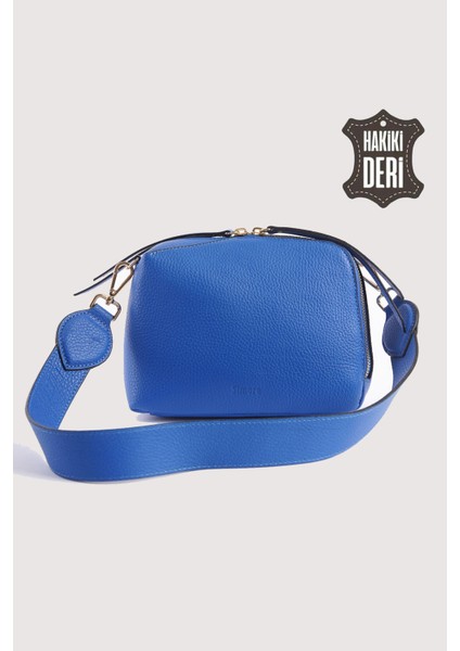 Hakiki Deri Kadın El Çantası Mavi SMR9220