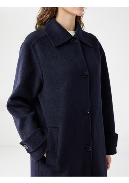 Lacivert Loose Gömlek Yaka Dokuma Kaban fırsatları