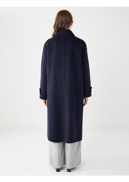 Lacivert Loose Gömlek Yaka Dokuma Kaban indirimleri