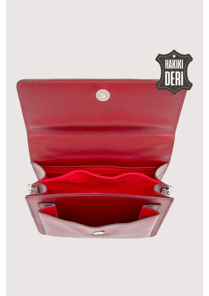 Hakiki Deri Kadın El Çantası Kırmızı SMR9022 indirimleri