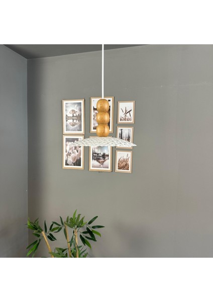 Avola Beyaz Metal Avize Tekli Ahşap Üç Boncuk Başlık Mutfak Modern Dekoratif Sarkıt Aydınlatma fiyatları