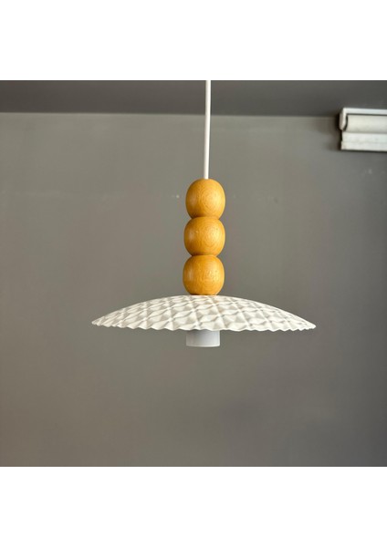 Avola Beyaz Metal Avize Tekli Ahşap Üç Boncuk Başlık Mutfak Modern Dekoratif Sarkıt Aydınlatma modelleri