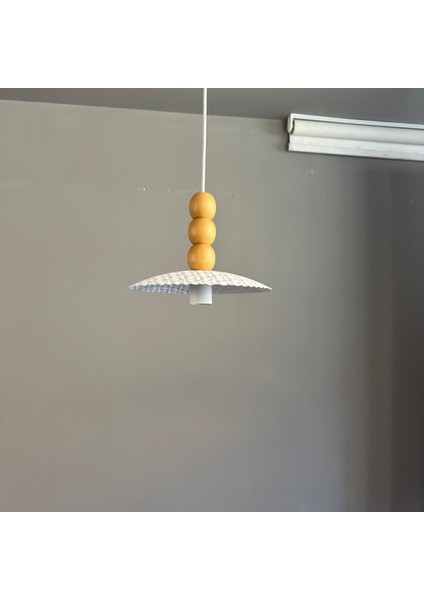 Avola Beyaz Metal Avize Tekli Ahşap Üç Boncuk Başlık Mutfak Modern Dekoratif Sarkıt Aydınlatma fırsatları