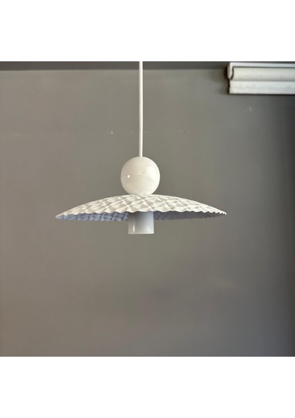 Avola Beyaz Metal Avize Tekli Beyaz Boncuk Başlık Mutfak Modern Dekoratif Sarkıt Aydınlatma