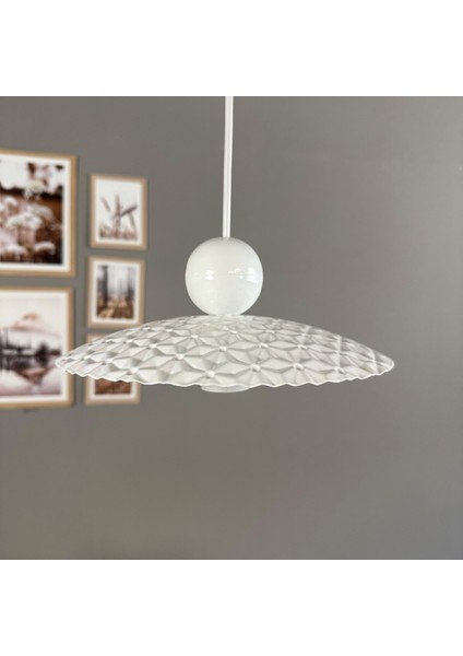 Avola Beyaz Metal Avize Tekli Beyaz Boncuk Başlık Mutfak Modern Dekoratif Sarkıt Aydınlatma fiyatları