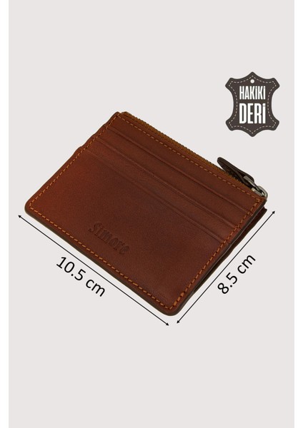 Fermuarlı Hakiki Deri Kartlıklı Cüzdan Taba SMR9047 fiyatları