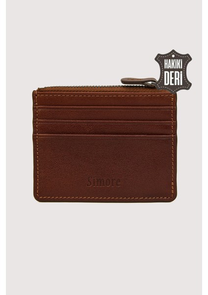 Fermuarlı Hakiki Deri Kartlıklı Cüzdan Taba SMR9047 modelleri