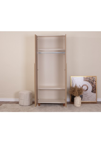 İtra 2 Kapaklı Gardırop – Krem Gövde, Meşe MDFLAM Kapak modelleri