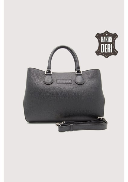 Hakiki Deri Siyah Kadın Kol Çantası Uzun Askılı SMR7666 fırsatları