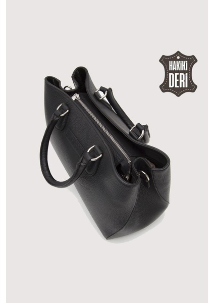 Hakiki Deri Siyah Kadın Kol Çantası Uzun Askılı SMR7666 indirimleri