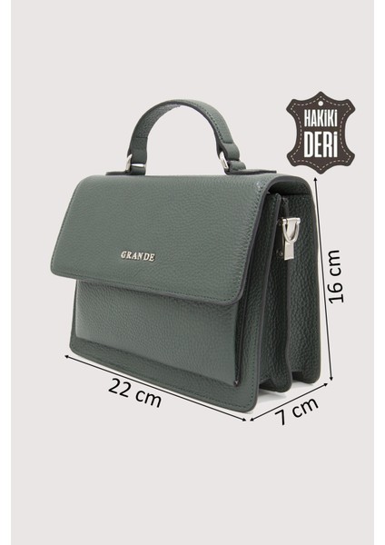 Hakiki Deri Kadın El Çantası Haki SMR9022 fiyatları