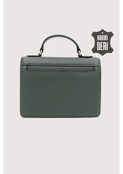 Hakiki Deri Kadın El Çantası Haki SMR9022 modelleri
