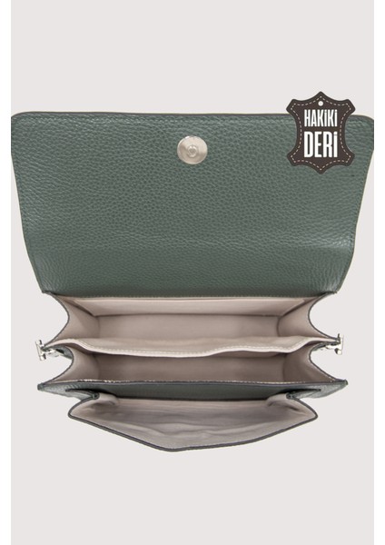 Hakiki Deri Kadın El Çantası Haki SMR9022 indirimleri