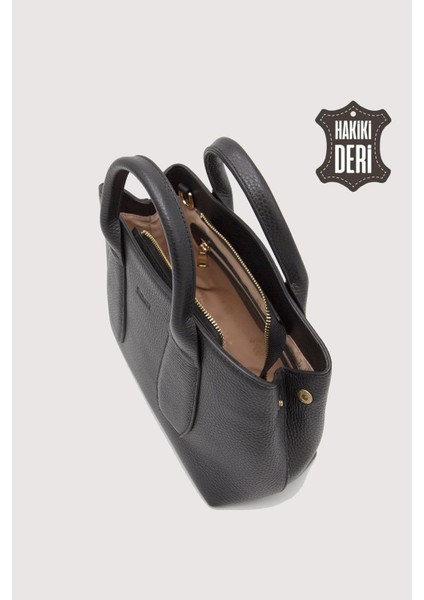 Hakiki Deri Kadın El Çantası Siyah SMR9226