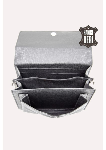 Hakiki Deri Kadın El Çantası Siyah SMR9022