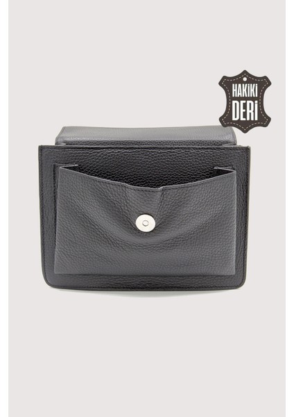 Hakiki Deri Kadın El Çantası Siyah SMR9022