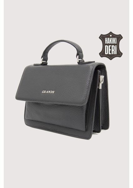Hakiki Deri Kadın El Çantası Siyah SMR9022