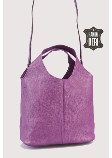 Hakiki Deri Kadın El Çantası Mürdüm SMR9200