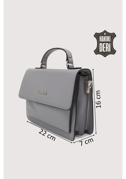 Hakiki Deri Kadın El Çantası Gri SMR9022 fiyatları