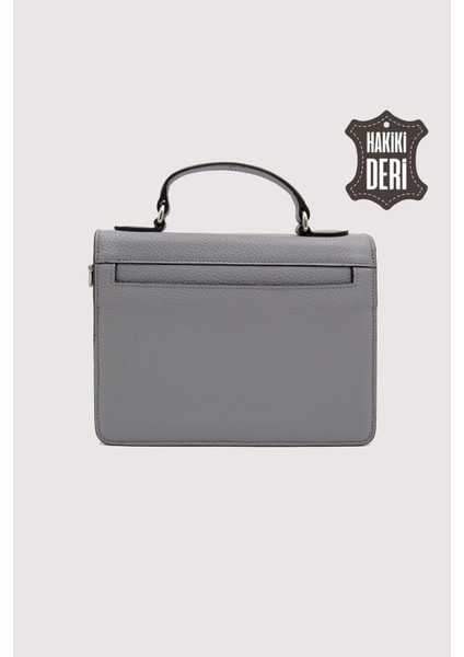 Hakiki Deri Kadın El Çantası Gri SMR9022 modelleri