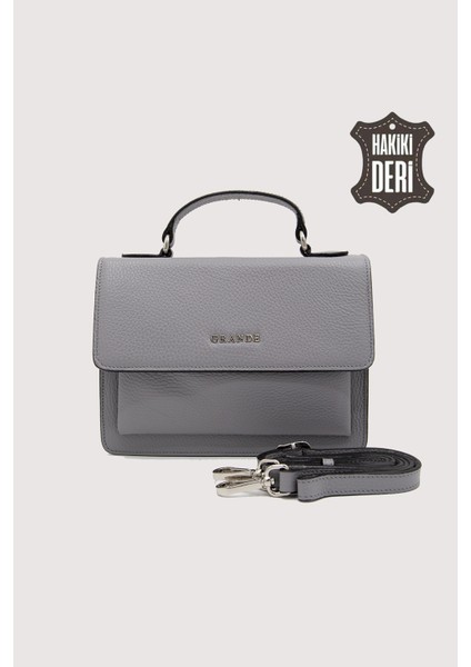 Hakiki Deri Kadın El Çantası Gri SMR9022 fırsatları
