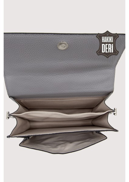 Hakiki Deri Kadın El Çantası Gri SMR9022 indirimleri